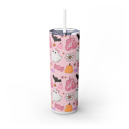 Cute Halloween Ghost - SleekSip Skinny 20oz Tumbler with Straw