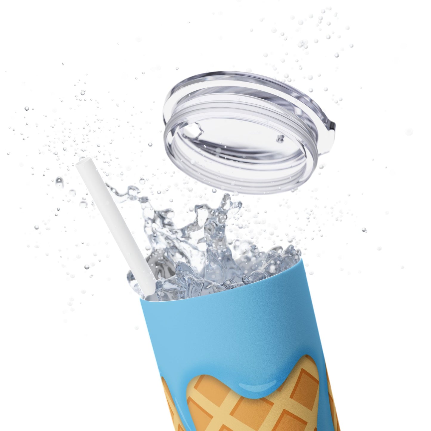 Dripping Ice Cream Waffle Cone - SleekSip Skinny 20oz Tumbler with Straw