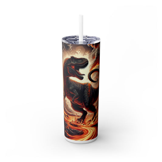 Dinosaur in Lava - SleekSip Skinny 20oz Tumbler with Straw