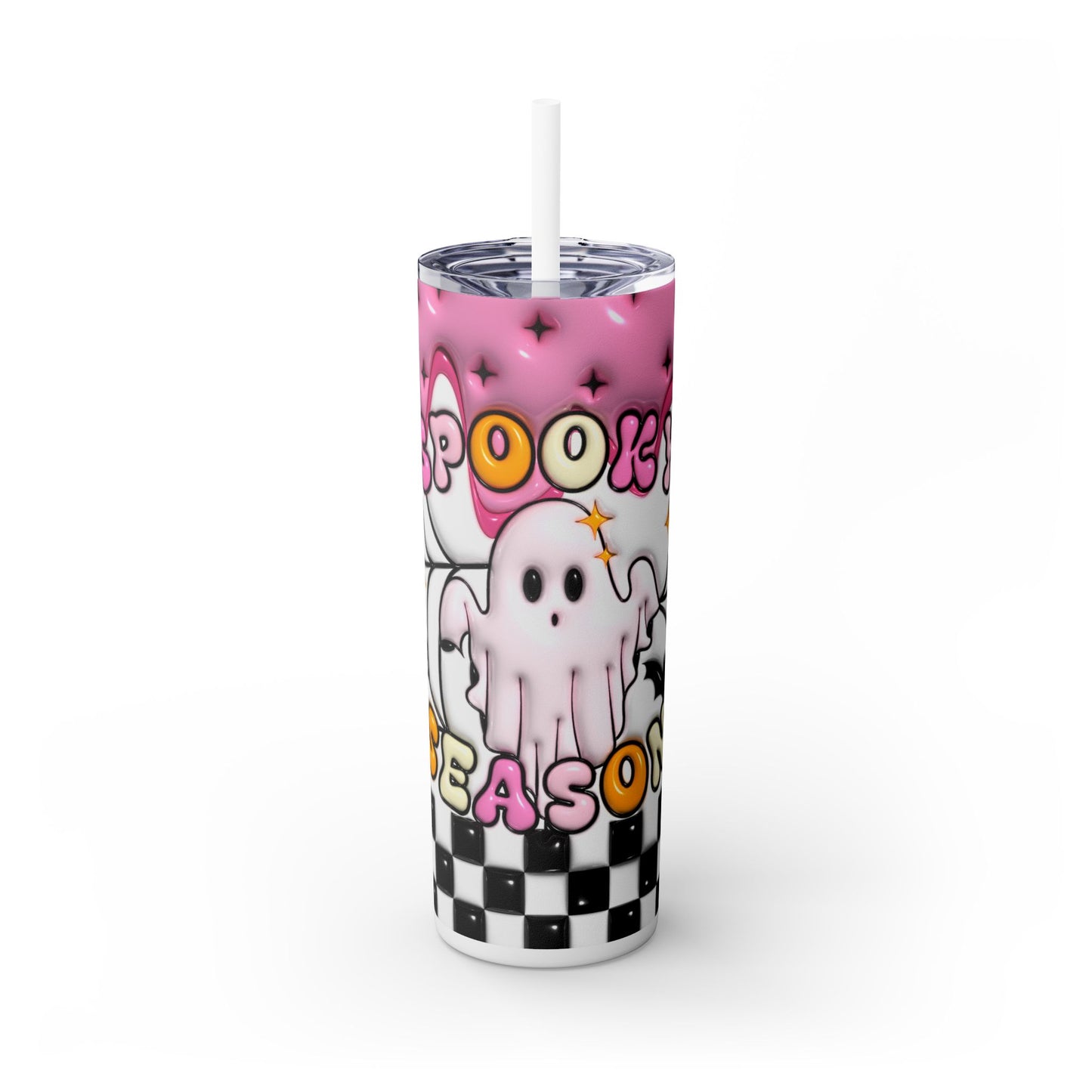 3D Inflated Halloween Ghost - SleekSip Skinny 20oz Tumbler with Straw