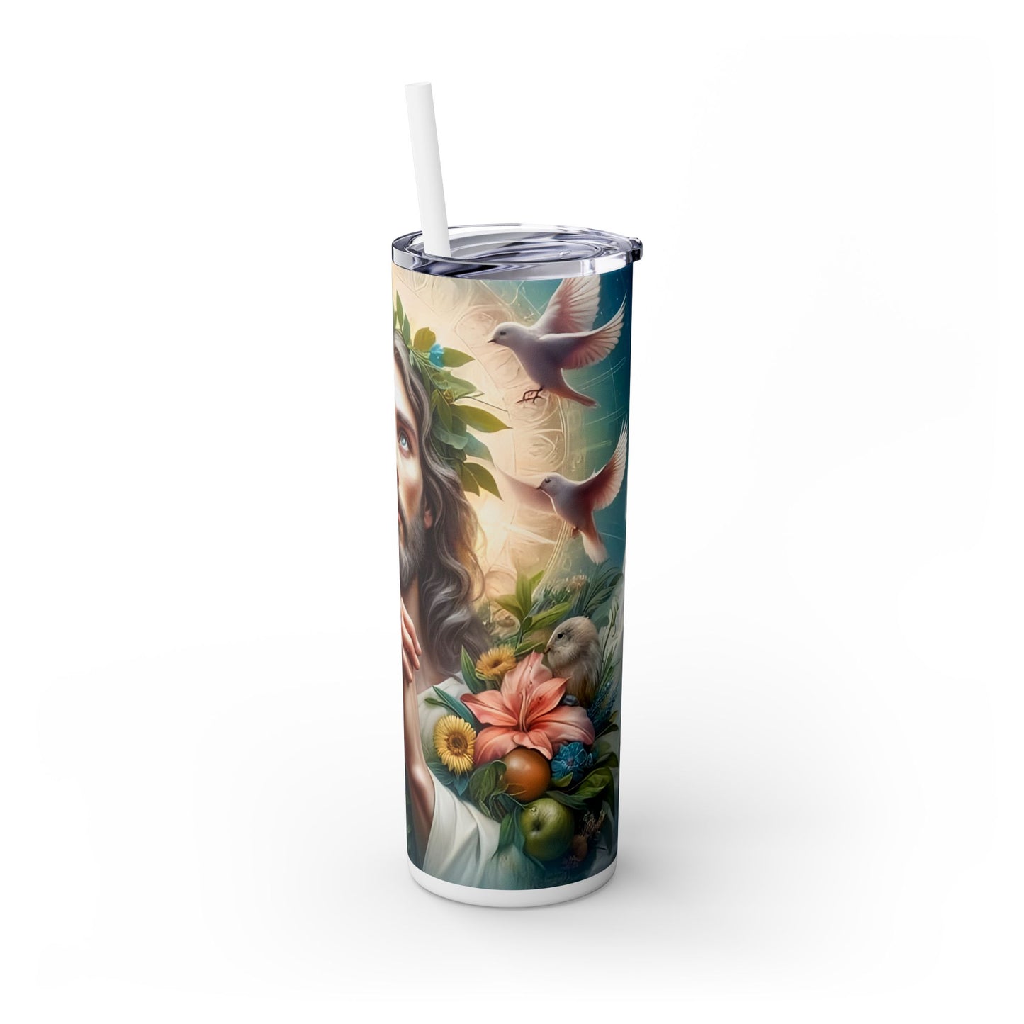 Jesus Christ Praying - SleekSip Skinny 20oz Tumbler with Straw