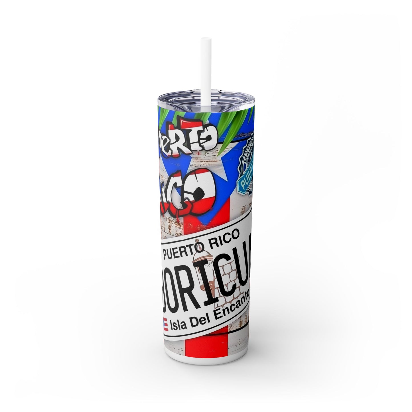 Puerto Rico - SleekSip Skinny 20oz Tumbler with Straw