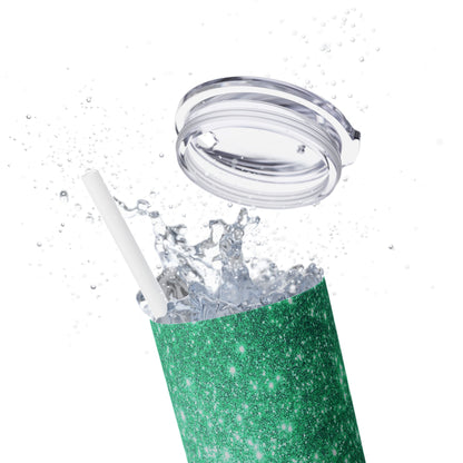 Dark Green Sparkles - SleekSip Skinny 20oz Tumbler with Straw