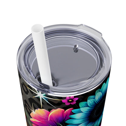 Colorful Bright Flowers - SleekSip Skinny 20oz Tumbler with Straw