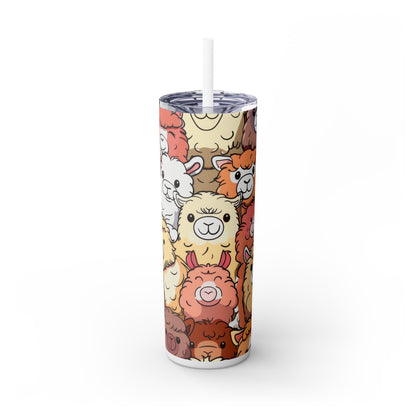 Cute Alpaca - SleekSip Skinny 20oz Tumbler with Straw