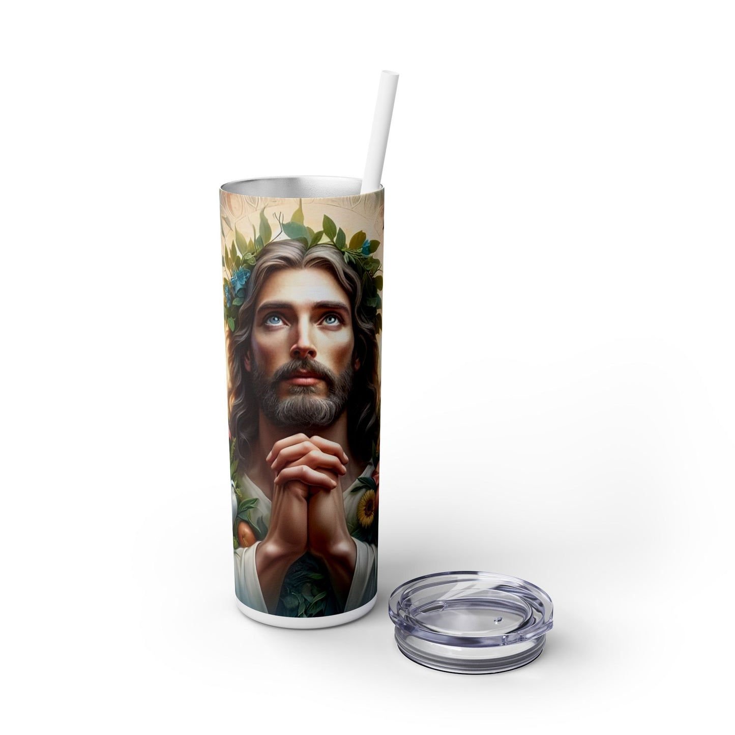 Jesus Christ Praying - SleekSip Skinny 20oz Tumbler with Straw