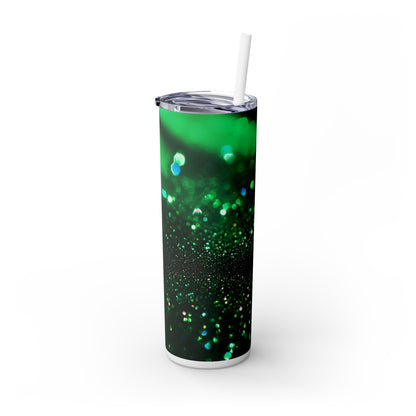 Green Sparkles - SleekSip Skinny 20oz Tumbler with Straw