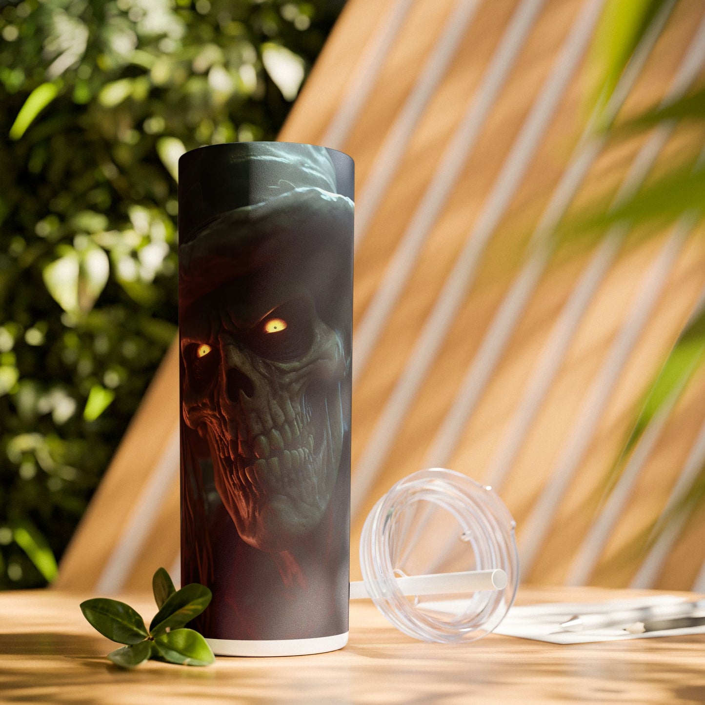 Scary Ghost Skeleton - SleekSip Skinny 20oz Tumbler with Straw