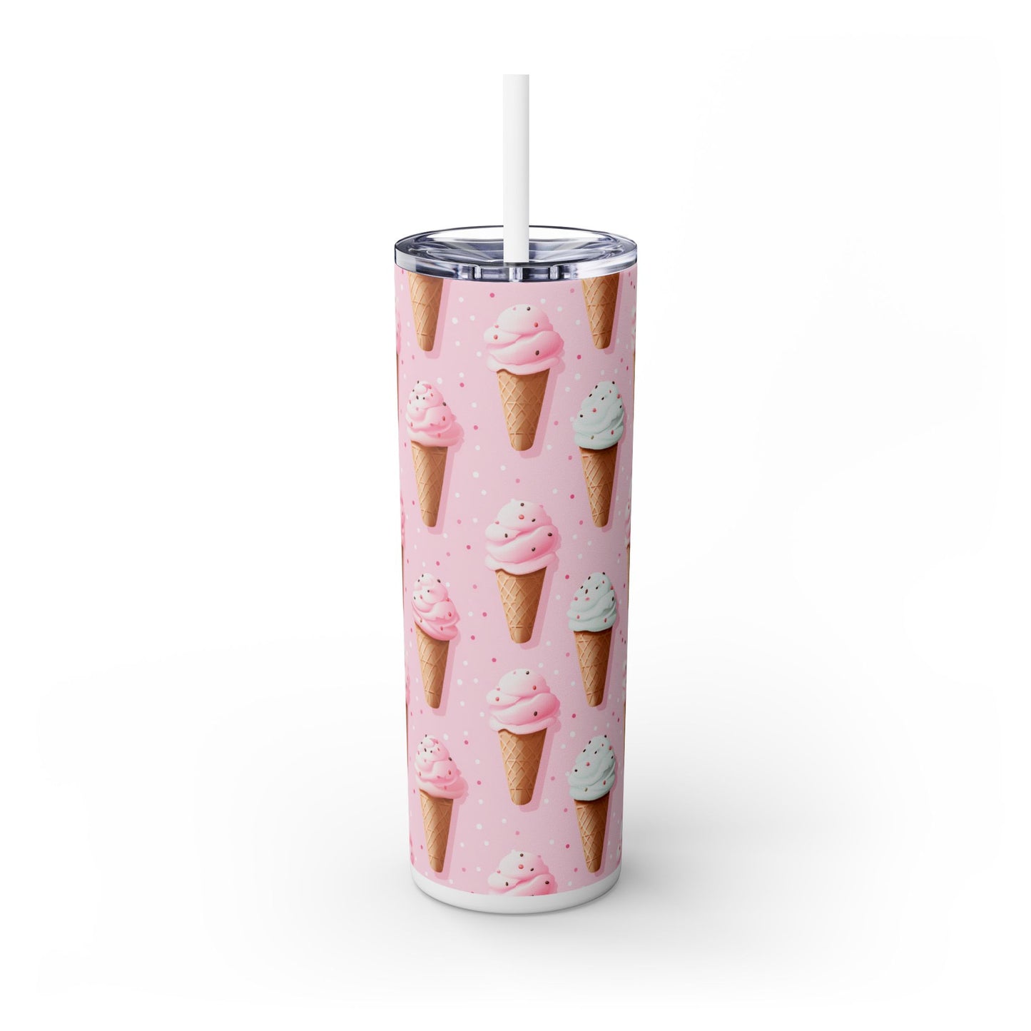 Happy Cat with Ice Cream Tumbler - Sip in Style with a Cool Kitty Twist