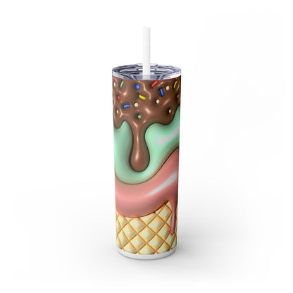 3D Inflated Ice Cream - SleekSip Skinny 20oz Tumbler with Straw