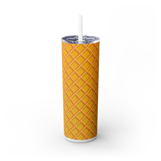 Dripping Ice Cream Waffle Cone - SleekSip Skinny 20oz Tumbler with Straw