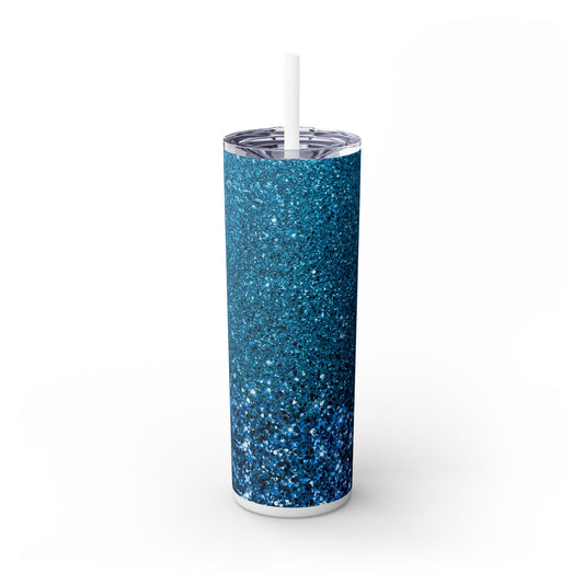 Blue Glitter - SleekSip Skinny 20oz Tumbler with Straw