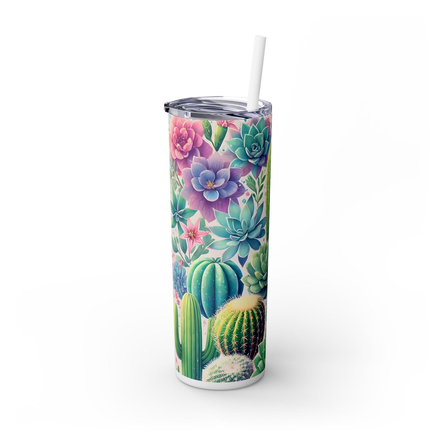 Cactus Flowers - SleekSip Skinny 20oz Tumbler with Straw