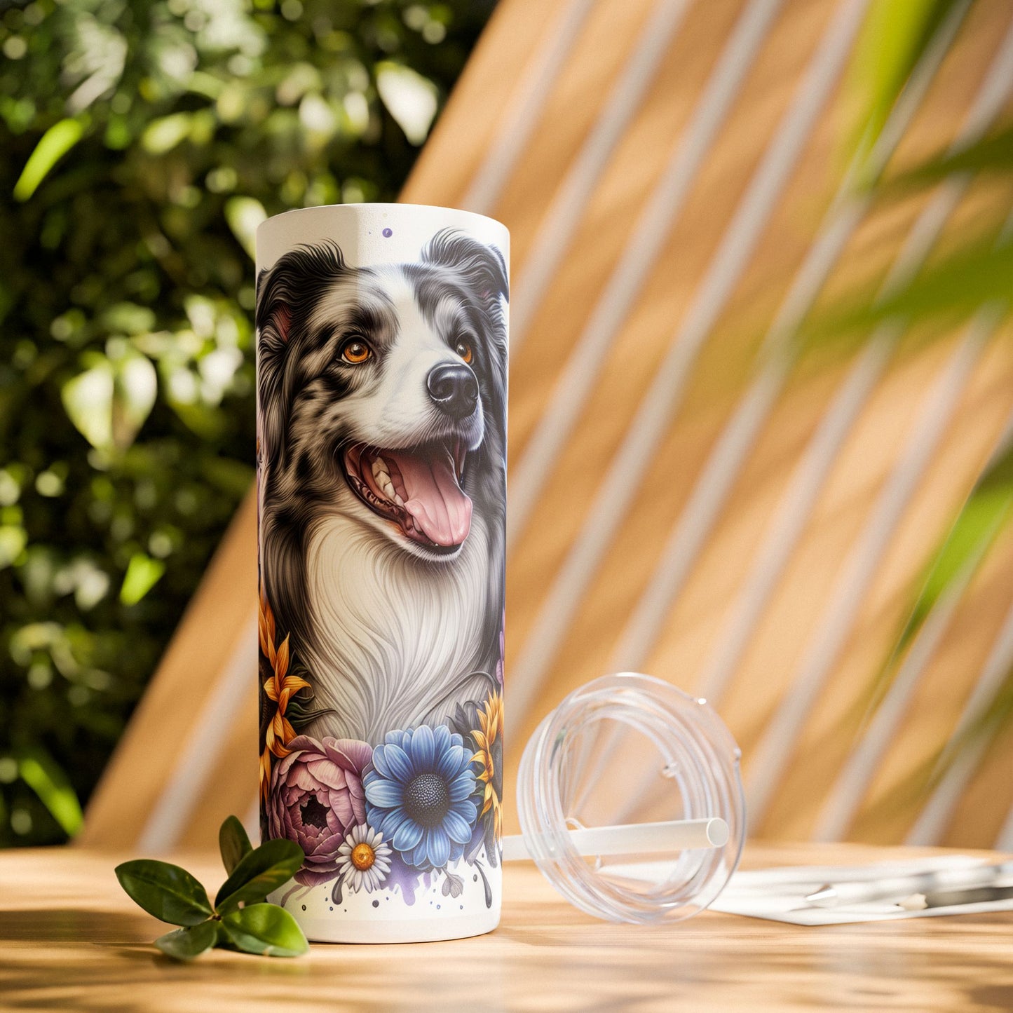 Border Collie - SleekSip Skinny 20oz Tumbler with Straw