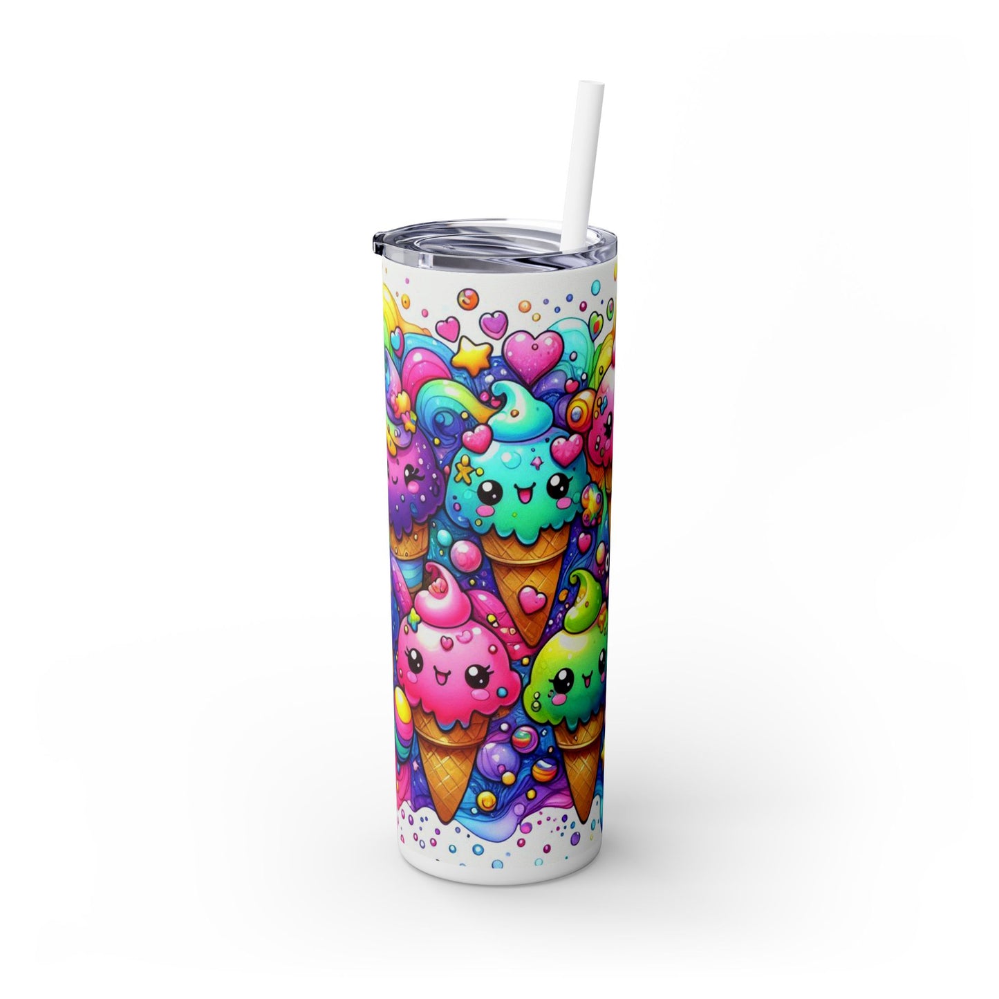 Cute Kawaii Ice Cream - SleekSip Skinny 20oz Tumbler with Straw