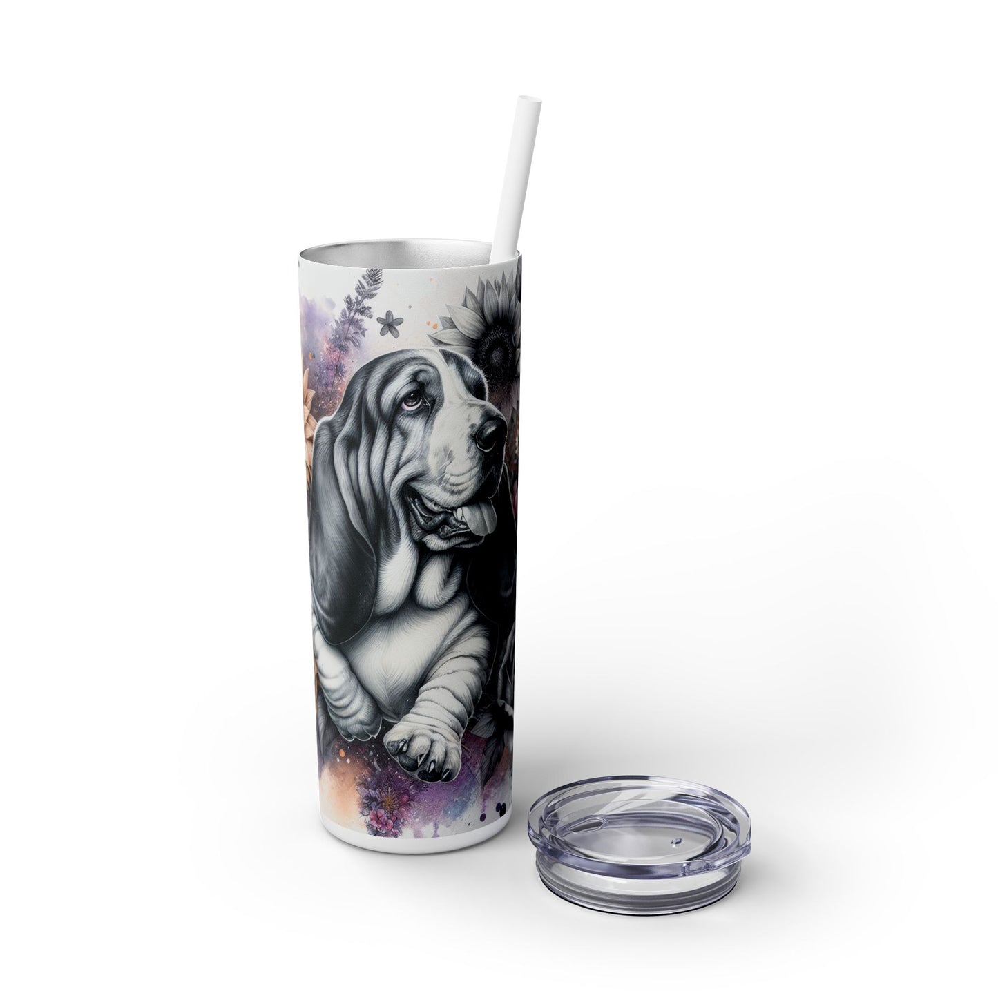 Basset Hound - SleekSip Skinny 20oz Tumbler with Straw