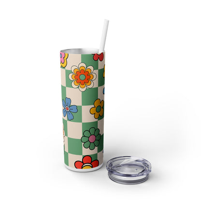 70s Flower Power - SleekSip Skinny 20oz Tumbler with Straw