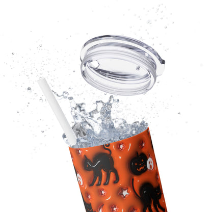 3D Inflated Halloween Bats - SleekSip Skinny 20oz Tumbler with Straw