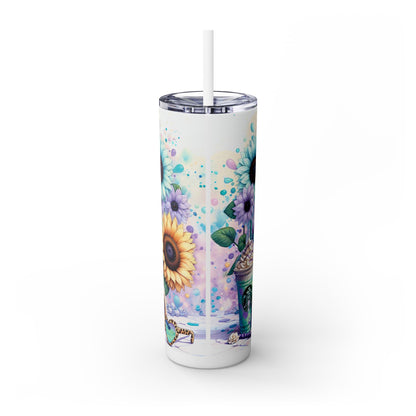 Cute Cow With Coffee - SleekSip Skinny 20oz Tumbler with Straw