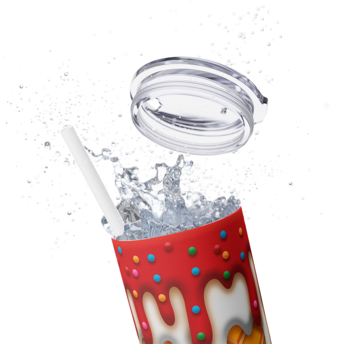 Dripping Ice Cream Waffle Cone - SleekSip Skinny 20oz Tumbler with Straw