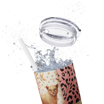 Leopard Flower Wrap - SleekSip Skinny 20oz Tumbler with Straw