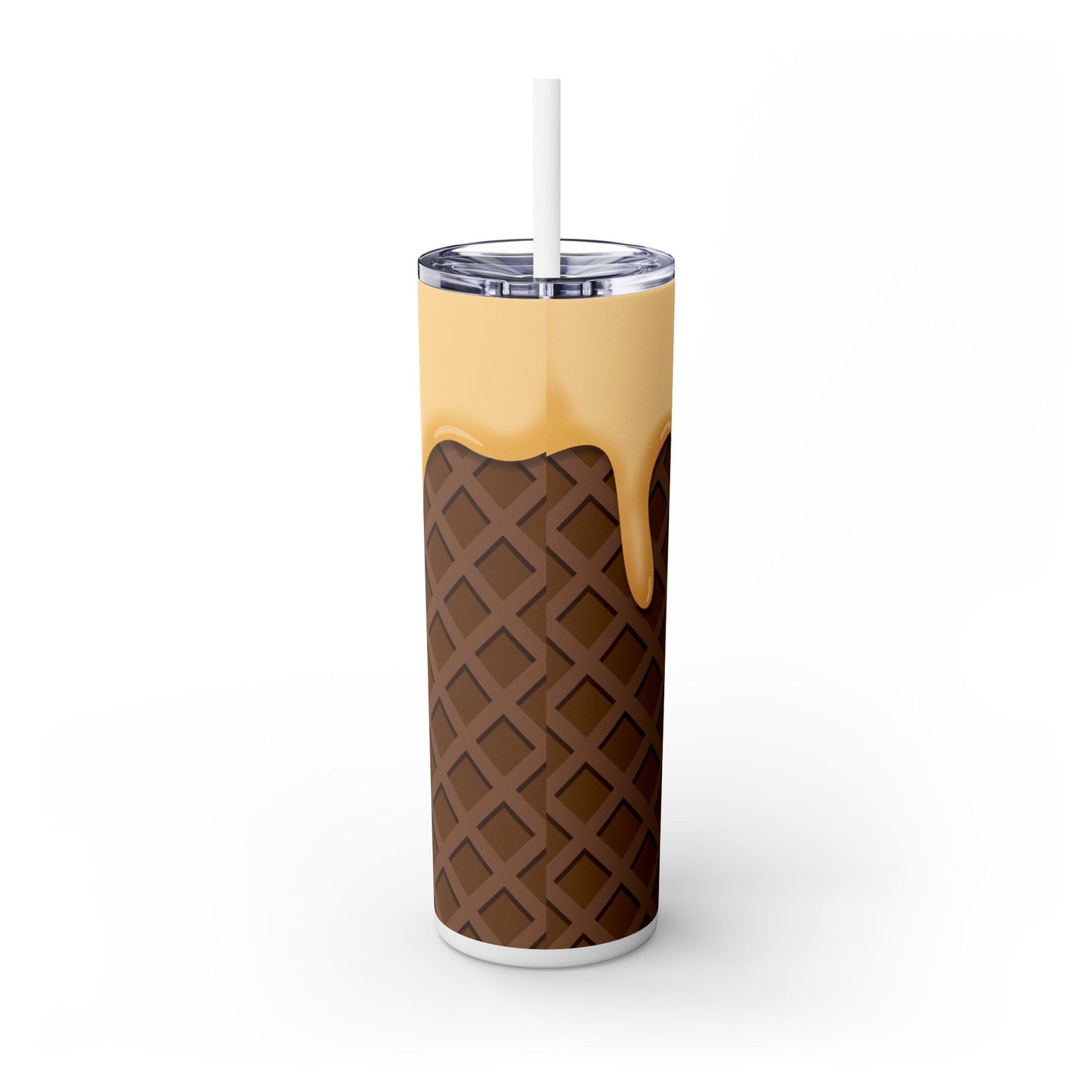 Dripping Ice Cream Waffle Cone - SleekSip Skinny 20oz Tumbler with Straw