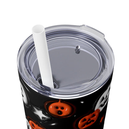 3D Inflated Pumpkins Halloween - SleekSip Skinny 20oz Tumbler with Straw