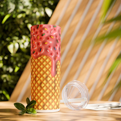 3D Inflated Ice Cream - SleekSip Skinny 20oz Tumbler with Straw