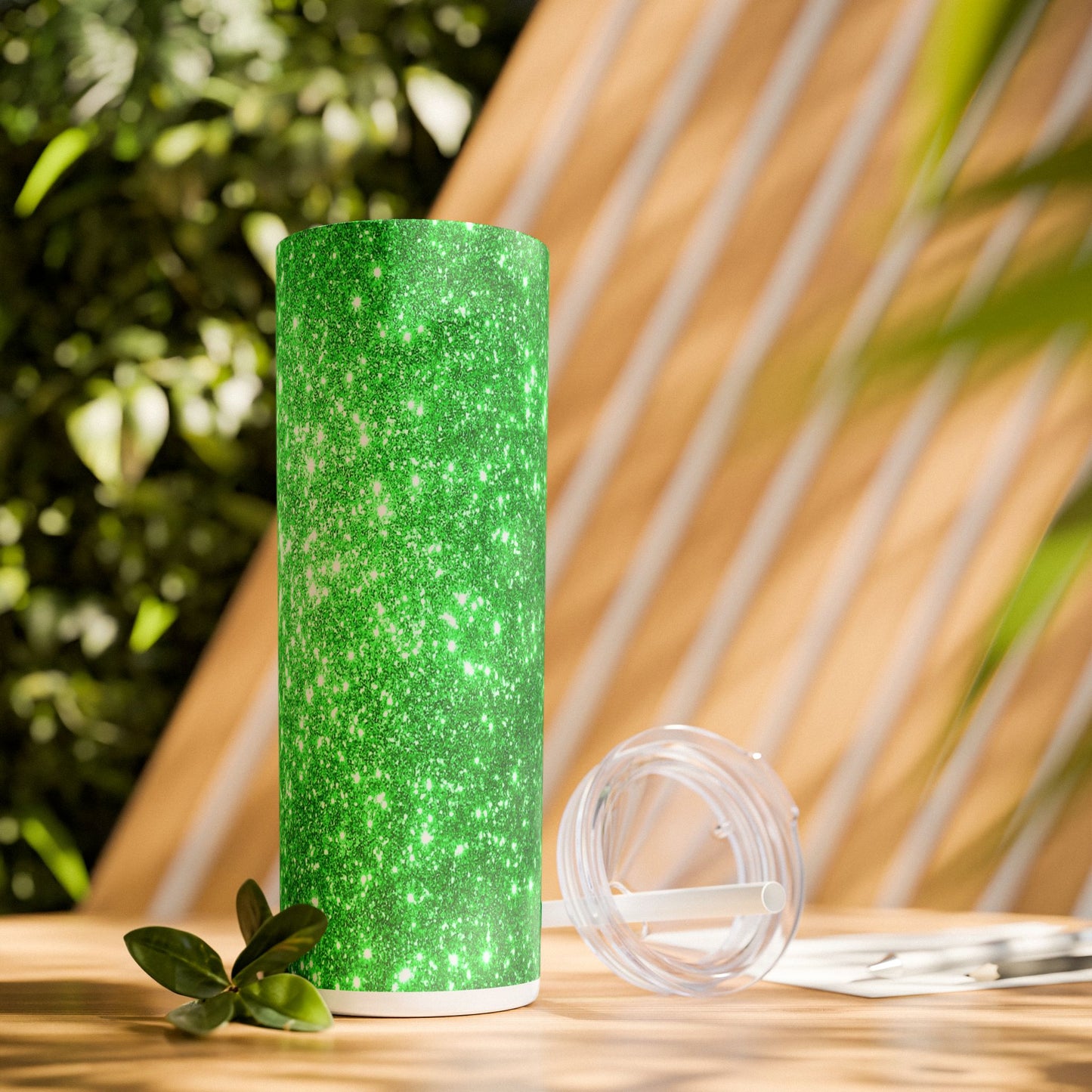 Green Sparkles - SleekSip Skinny 20oz Tumbler with Straw