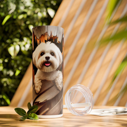 Dog Breaking Through Fence - SleekSip Skinny 20oz Tumbler with Straw