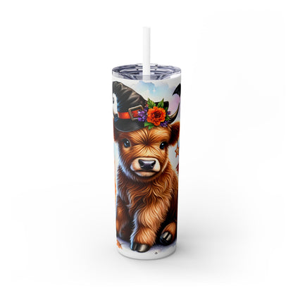 Cute Halloween Cow - SleekSip Skinny 20oz Tumbler with Straw