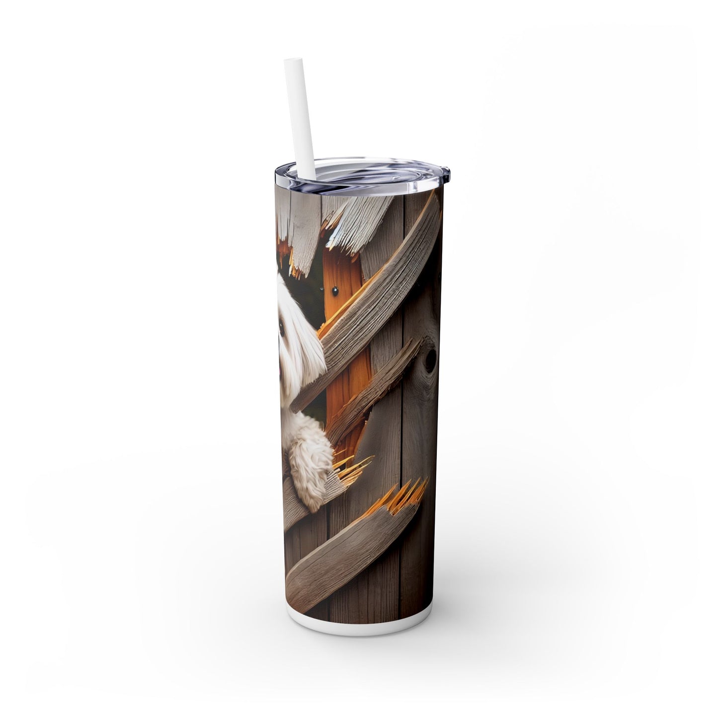 Dog Breaking Through Fence - SleekSip Skinny 20oz Tumbler with Straw