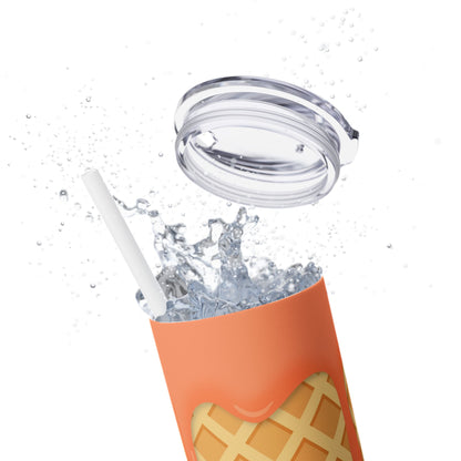 Dripping Ice Cream Waffle Cone - SleekSip Skinny 20oz Tumbler with Straw