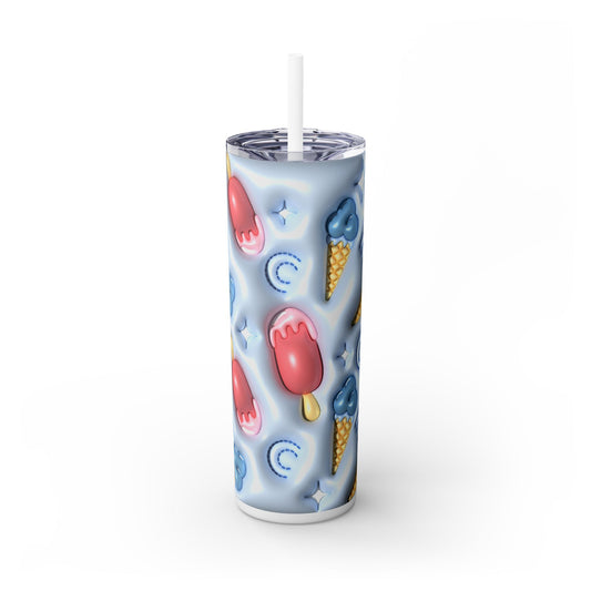 3D Inflated Ice Cream - SleekSip Skinny 20oz Tumbler with Straw