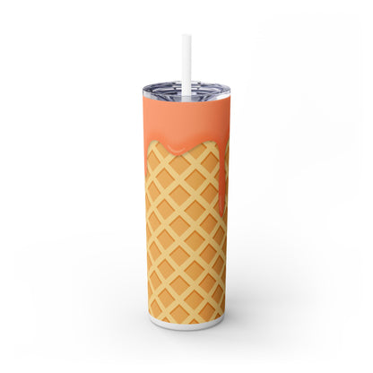 Dripping Ice Cream Waffle Cone - SleekSip Skinny 20oz Tumbler with Straw