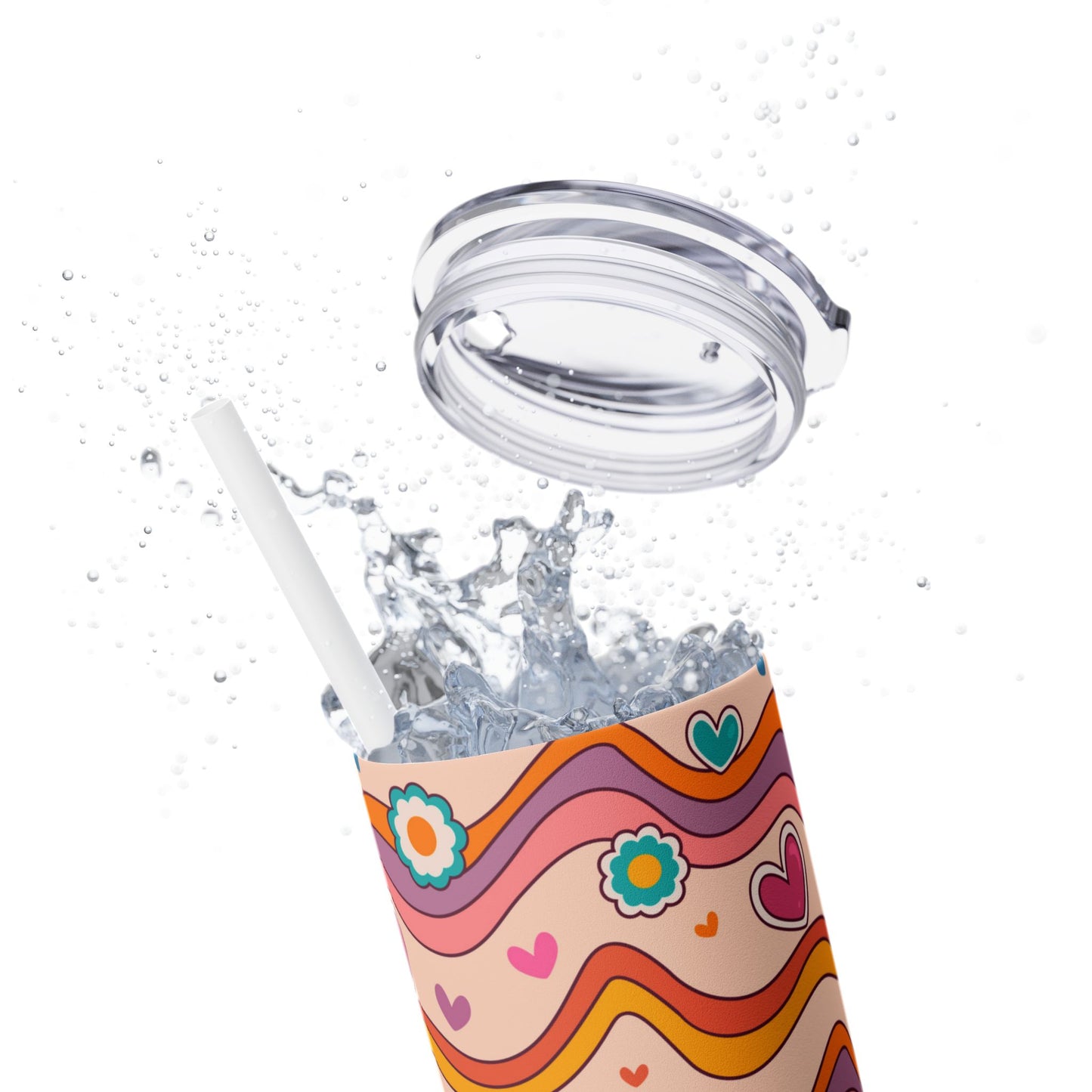 Hearts 70s Retro - SleekSip Skinny 20oz Tumbler with Straw