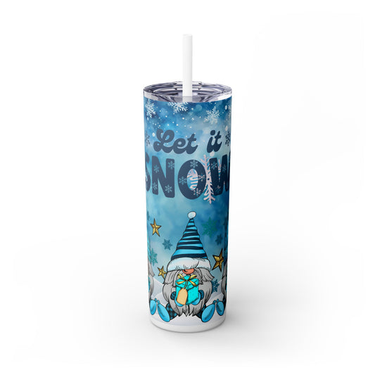 Cute Let it Snow Gnome Christmas - SleekSip Skinny 20oz Tumbler with Straw