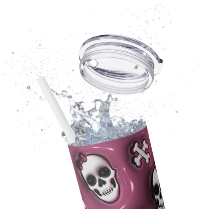 3D Inflated Skulls Halloween - SleekSip Skinny 20oz Tumbler with Straw