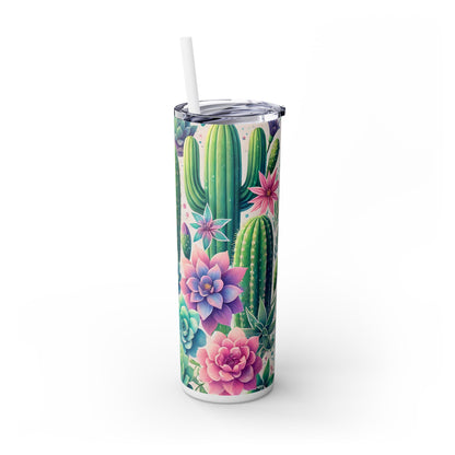 Cactus Flowers - SleekSip Skinny 20oz Tumbler with Straw