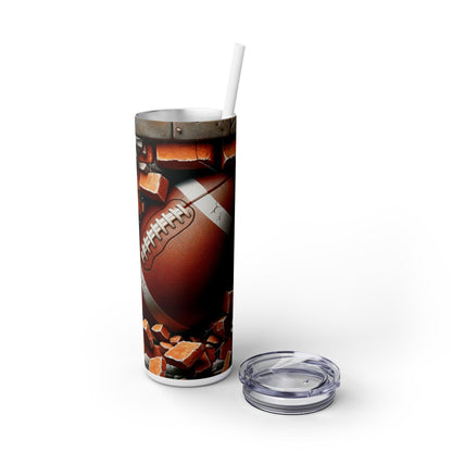 Football going through wall - SleekSip Skinny 20oz Tumbler with Straw