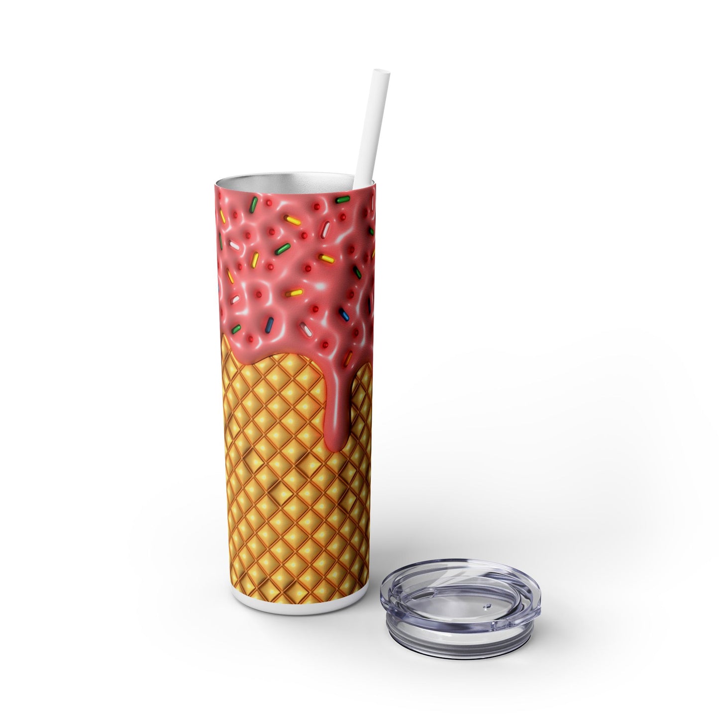 3D Inflated Ice Cream - SleekSip Skinny 20oz Tumbler with Straw