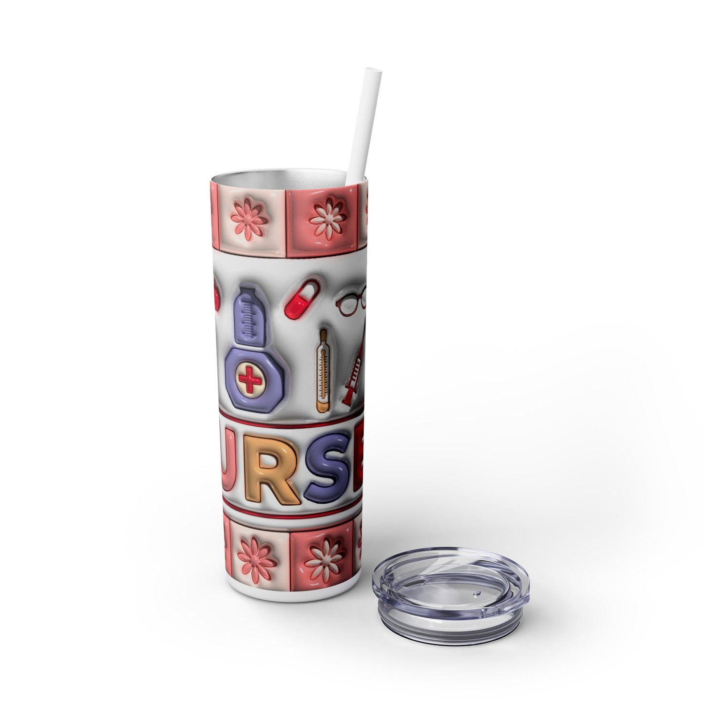 3D Inflated Nurse - SleekSip Skinny 20oz Tumbler with Straw