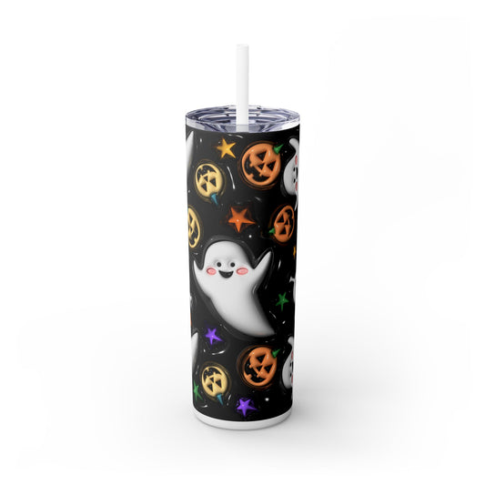 3D Inflated Halloween Bats - SleekSip Skinny 20oz Tumbler with Straw