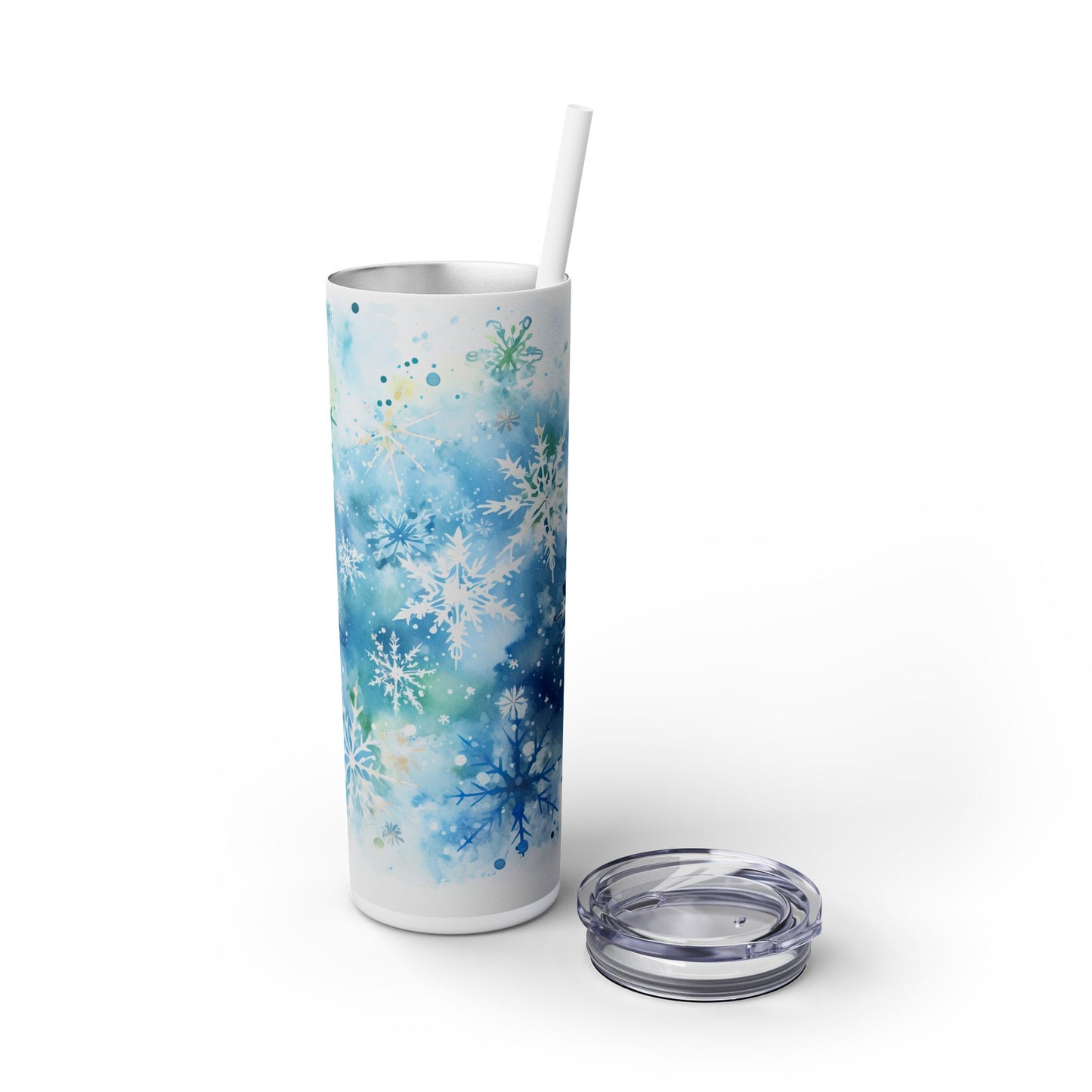 Blue Snowflakes - SleekSip Skinny 20oz Tumbler with Straw