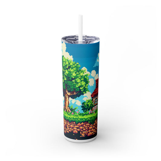 Pixel Landscape - SleekSip Skinny 20oz Tumbler with Straw