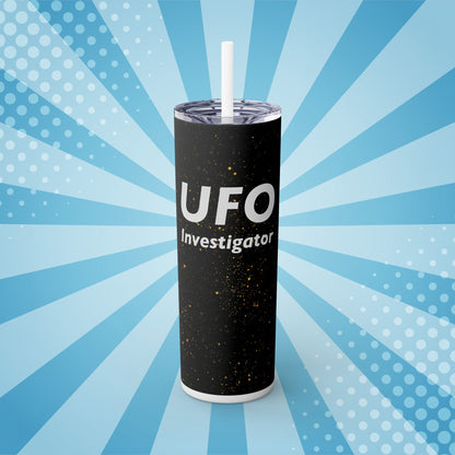 UFO Investigator (Black Stars) Skinny Tumbler with Straw – 20oz