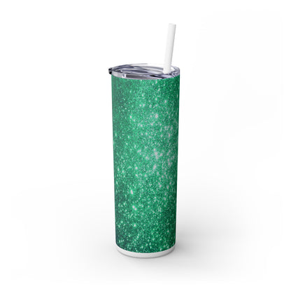 Dark Green Sparkles - SleekSip Skinny 20oz Tumbler with Straw