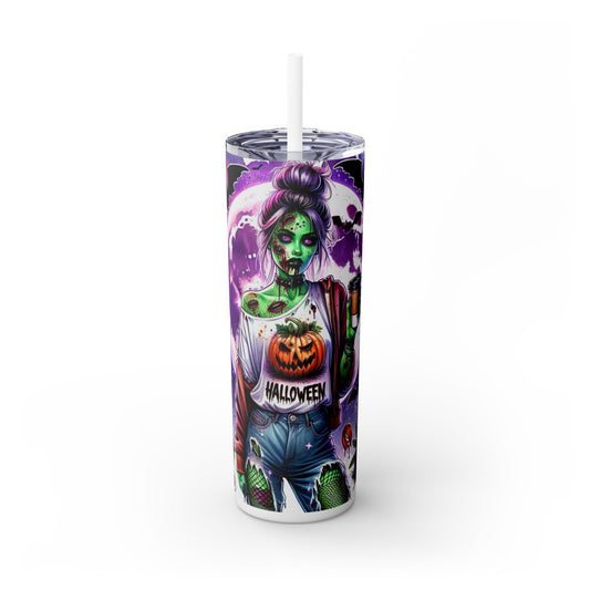 Spooky Halloween Girl - SleekSip Skinny 20oz Tumbler with Straw