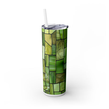 Green Stained Glass - SleekSip Skinny 20oz Tumbler with Straw