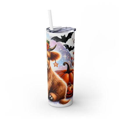 Cute Halloween Cow - SleekSip Skinny 20oz Tumbler with Straw